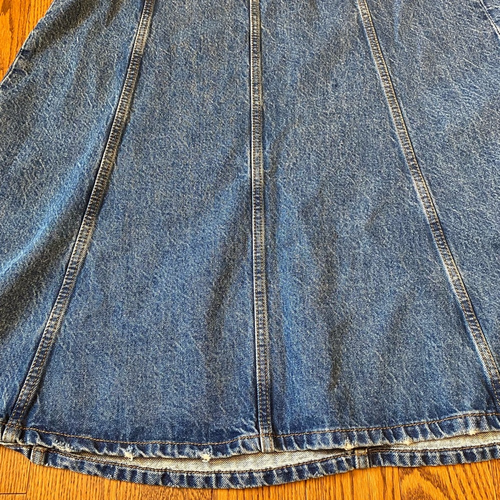Zara The Denim Boho Signature High Waist Panel Side Zip A Line Maxi Skirt M - Picture 6 of 11